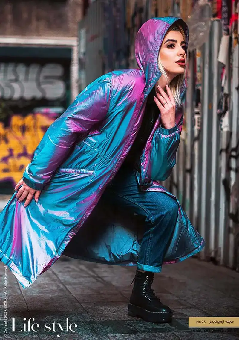 بارانی براق بنفش دخترانه